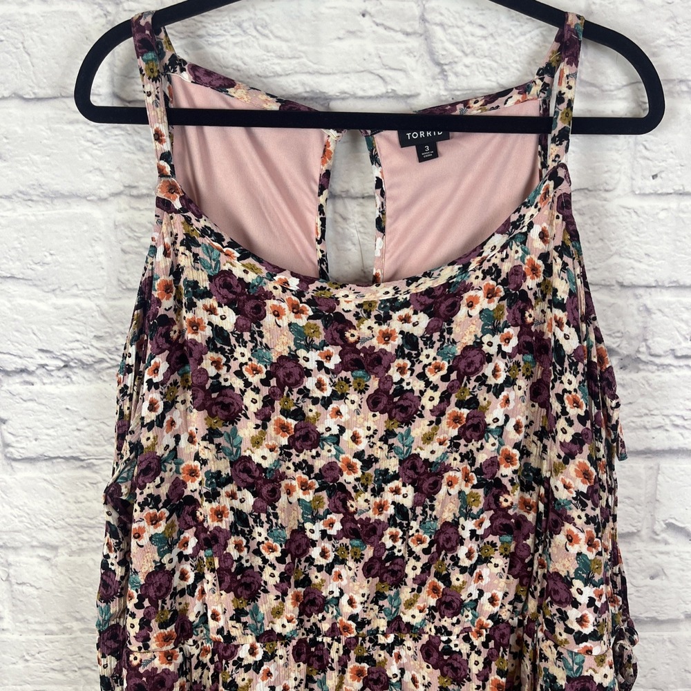 Torrid Whimsigoth Romantic Floral Coquette Cold Shoulder Sun Dress Size 3 - Picture 2 of 11